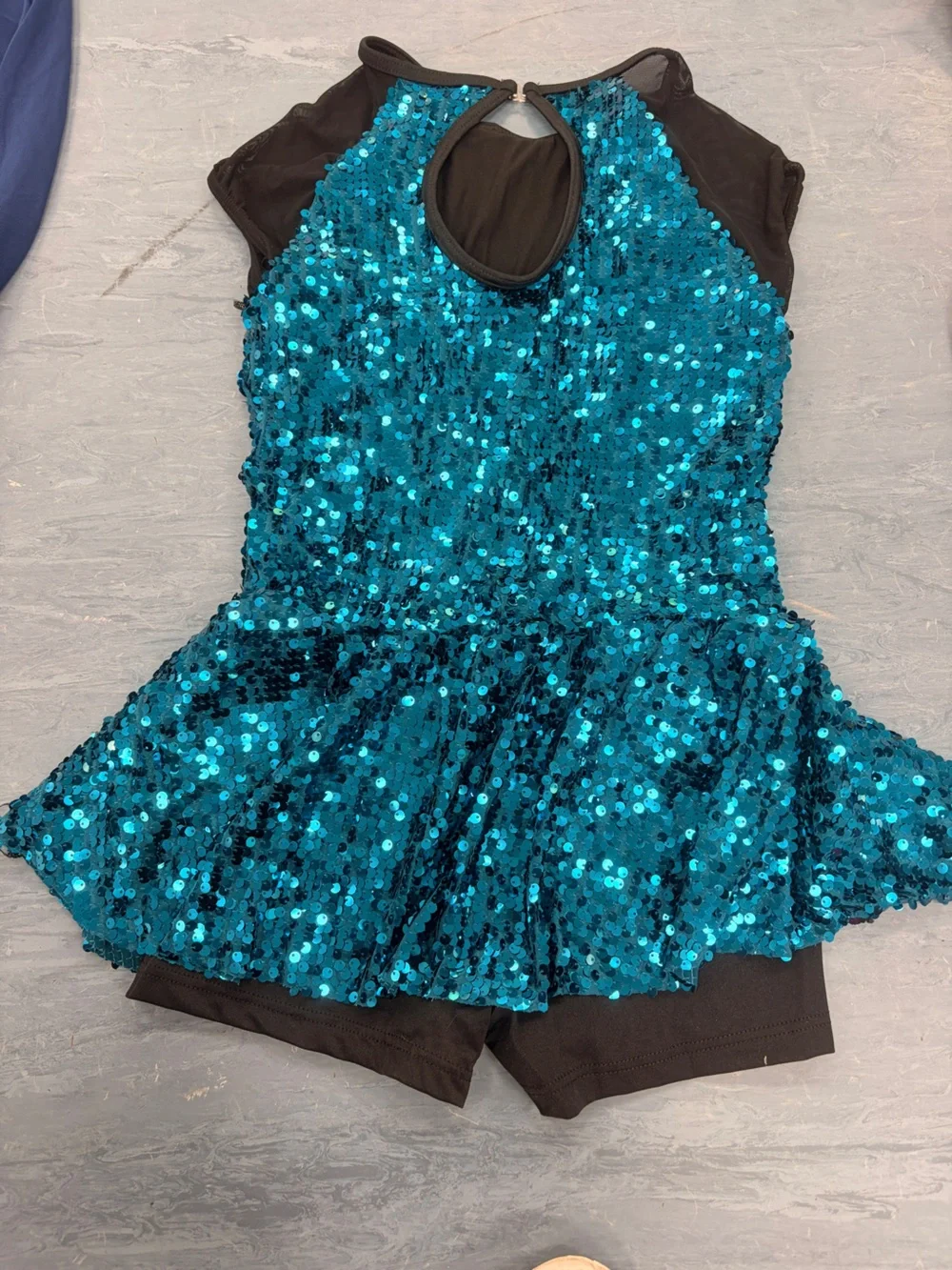 Girls Sequin Teal Dance Romper Dress